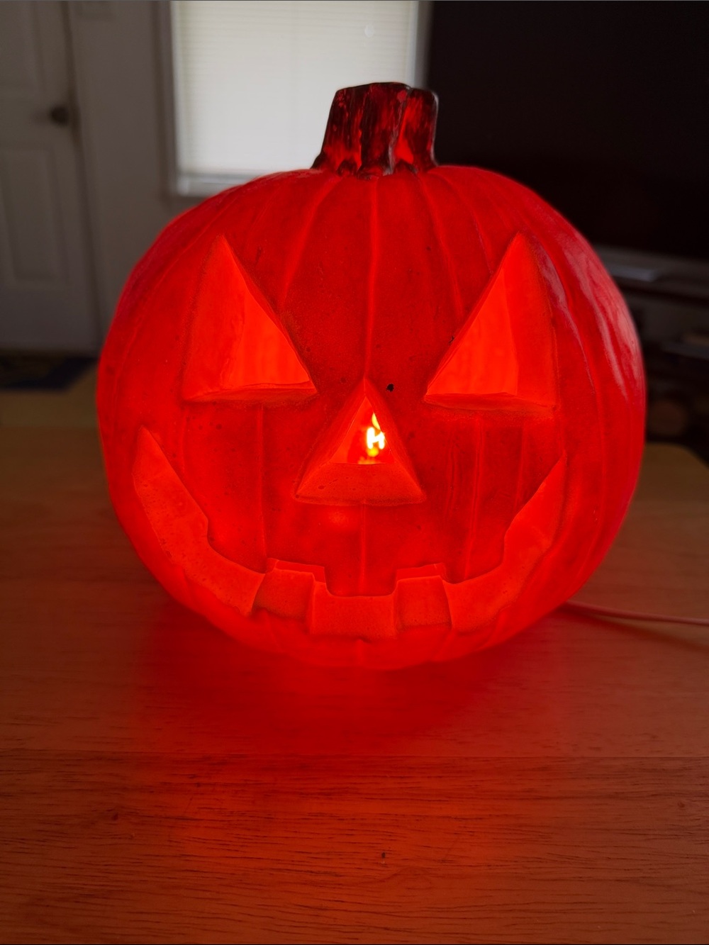 Red Light-Up Pumpkin Jack-O'-Lantern Accent -